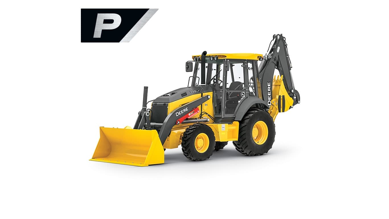 320 P-Tier backhoe on white background | 4re Equipment | ID: 320PFT4
