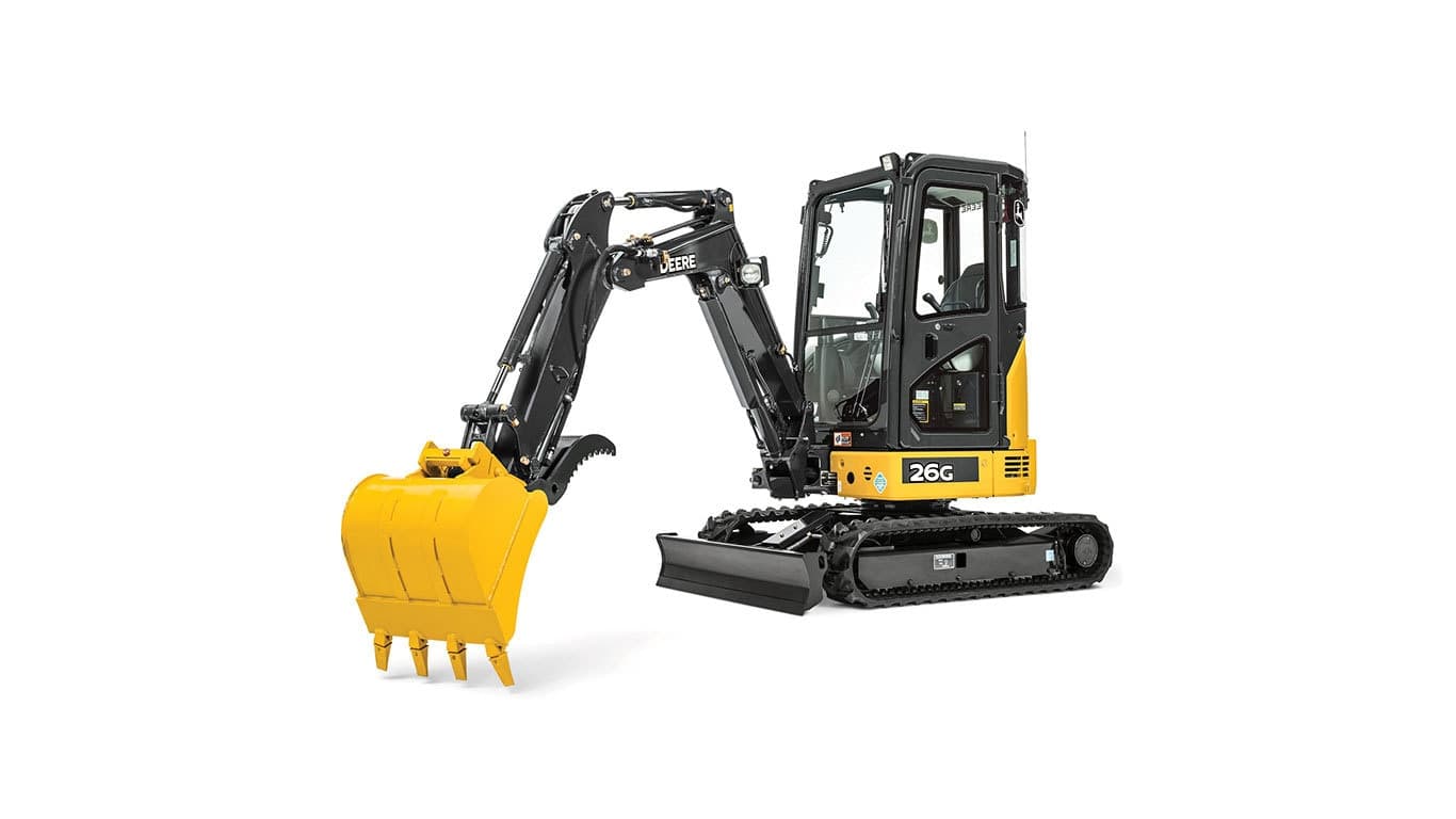 26G Compact Excavator with white background. | 4re Equipment | ID: 026gxff