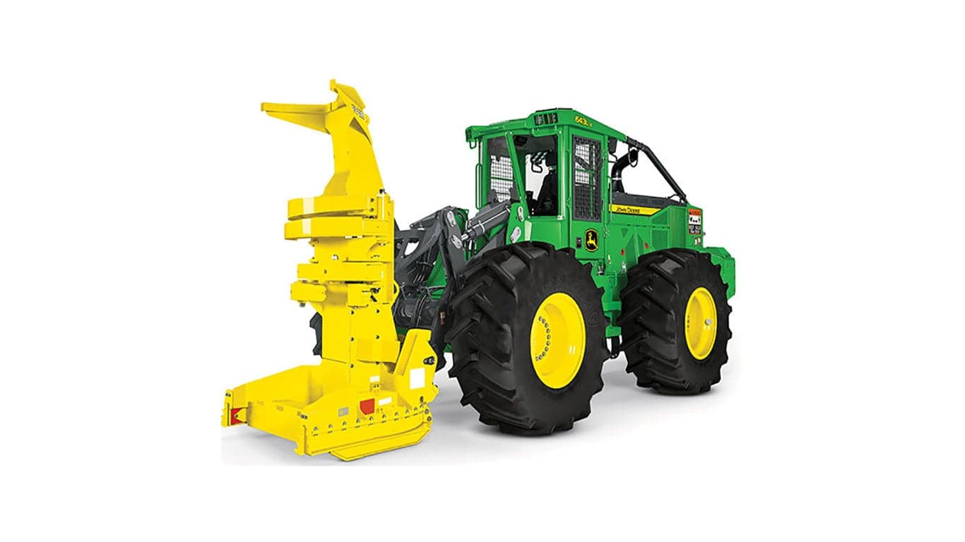 643L II Wheeled Feller Buncher with white background. | 4re Equipment | ID: 1160dw
