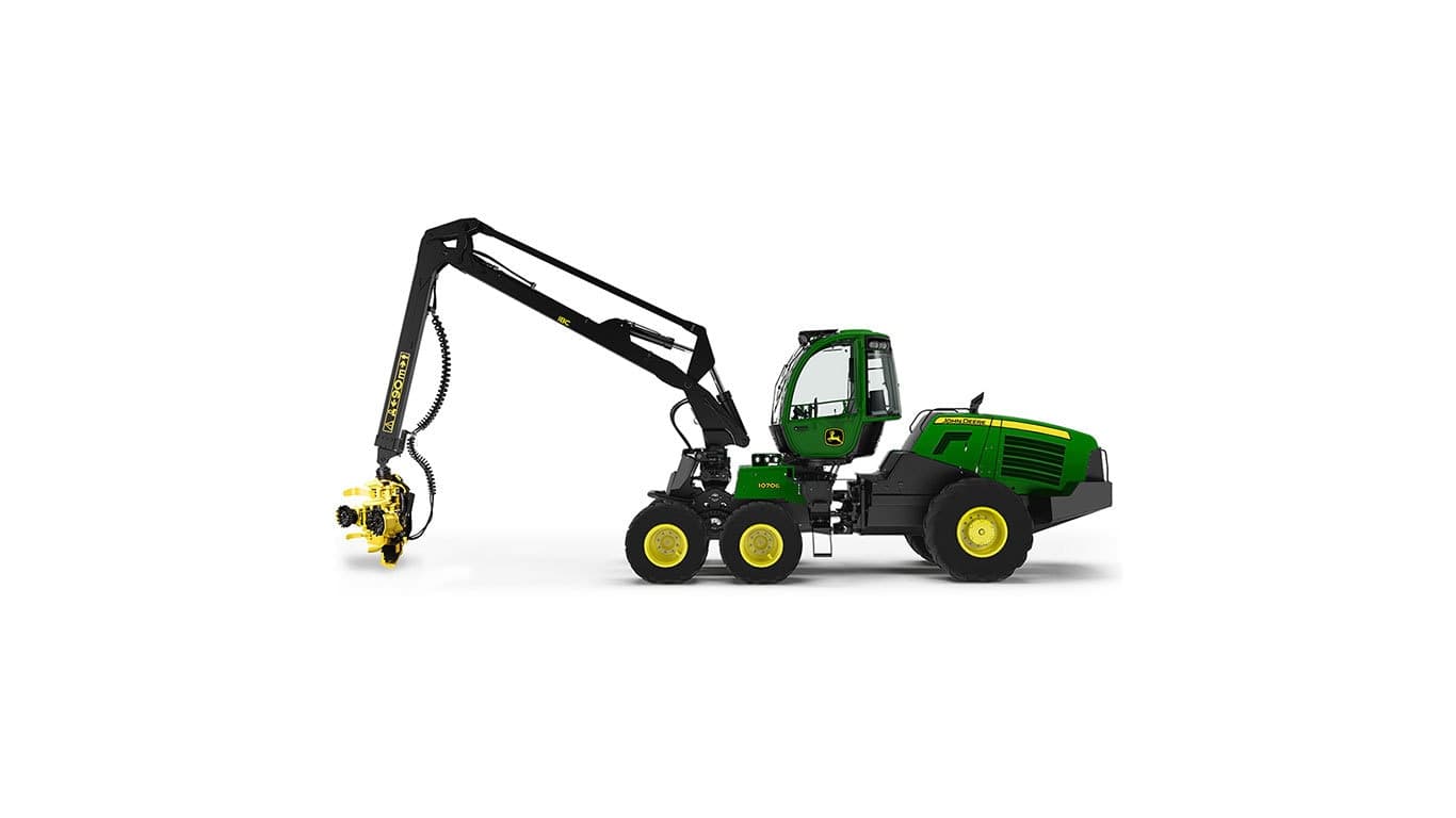 1070G Wheeled Harvester with white background. | 4re Equipment | ID: 0480wj